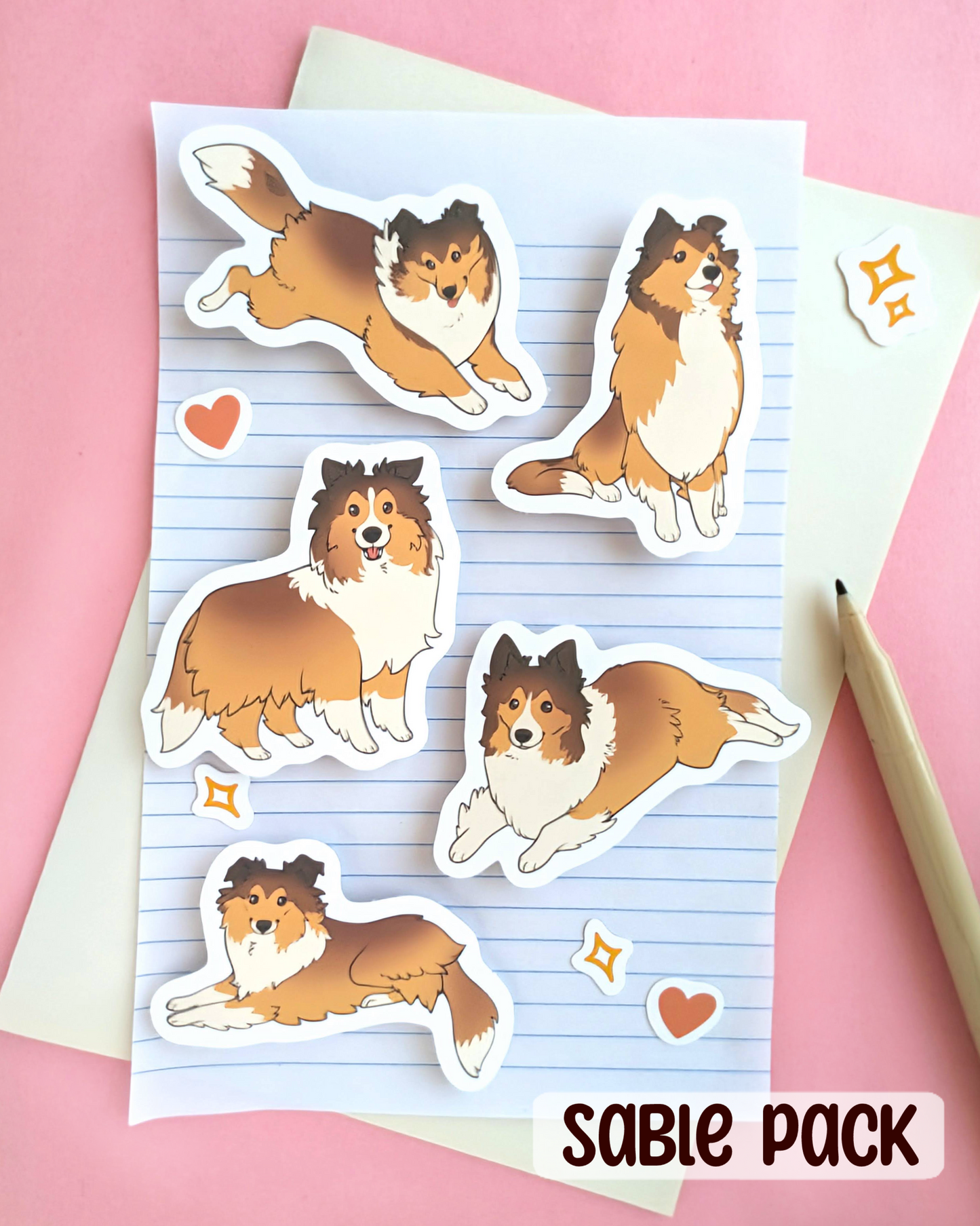 Sheltie Sticker Pack - Sable