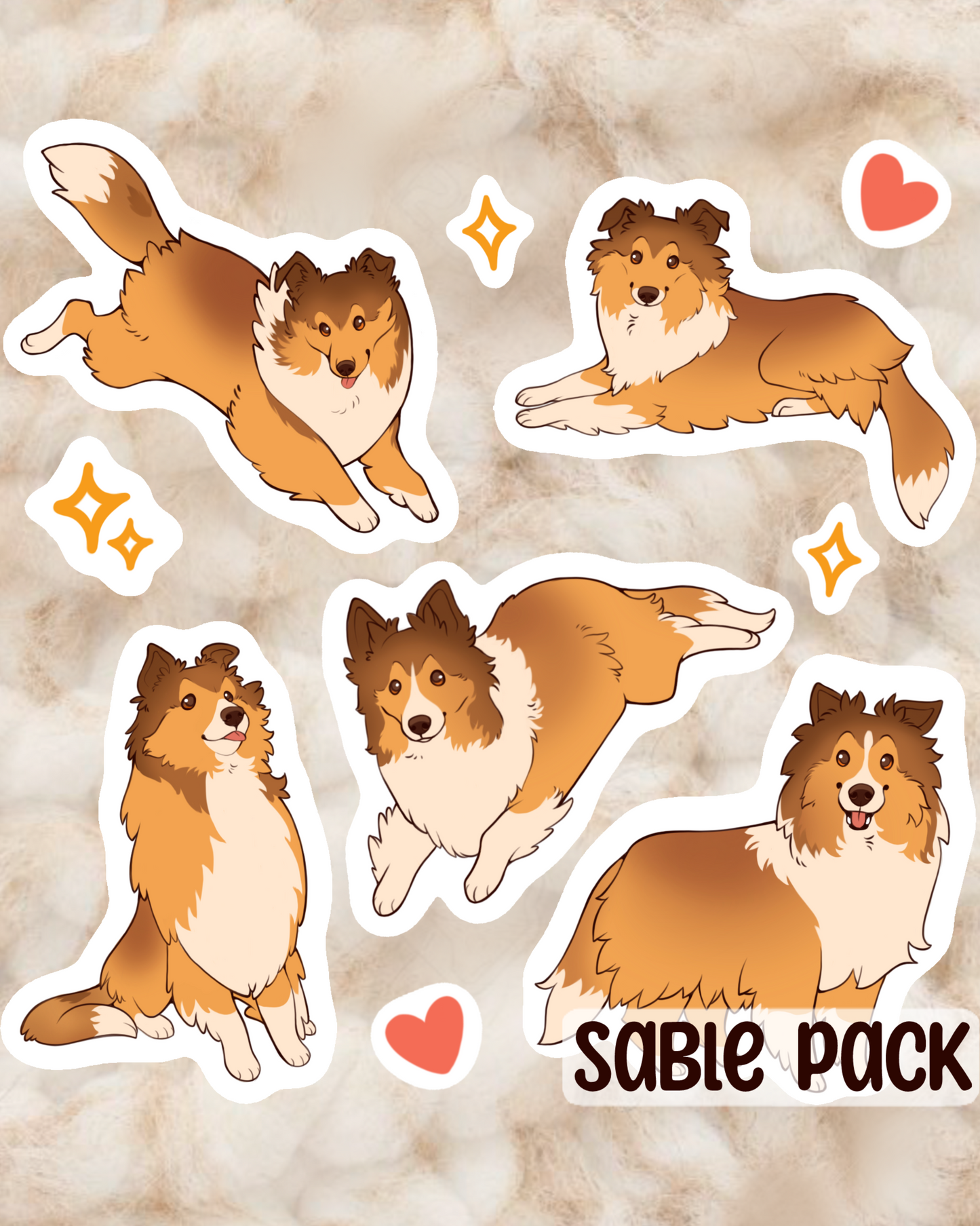 Sheltie Sticker Pack - Sable