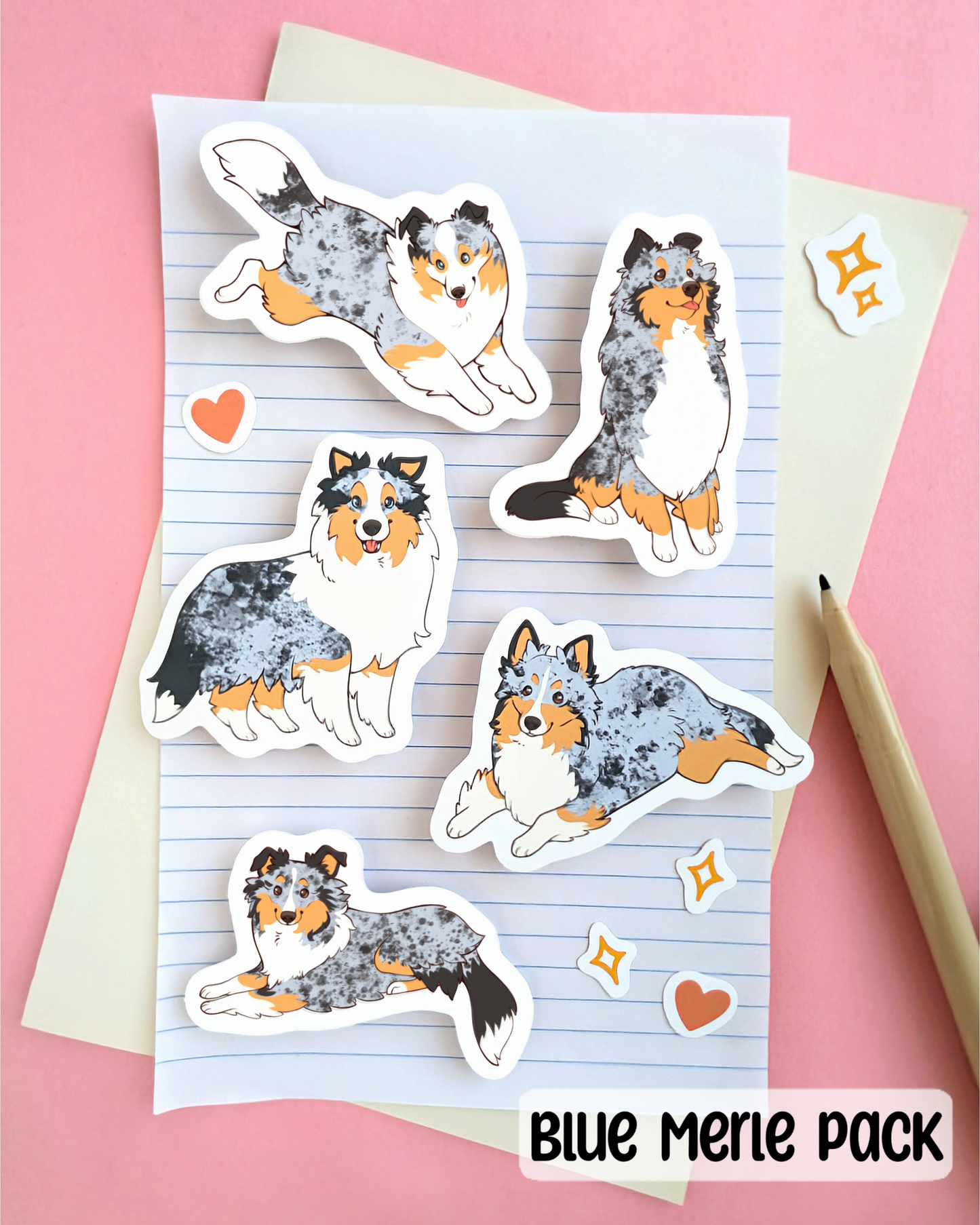 Sheltie Sticker Pack - Blue Merle