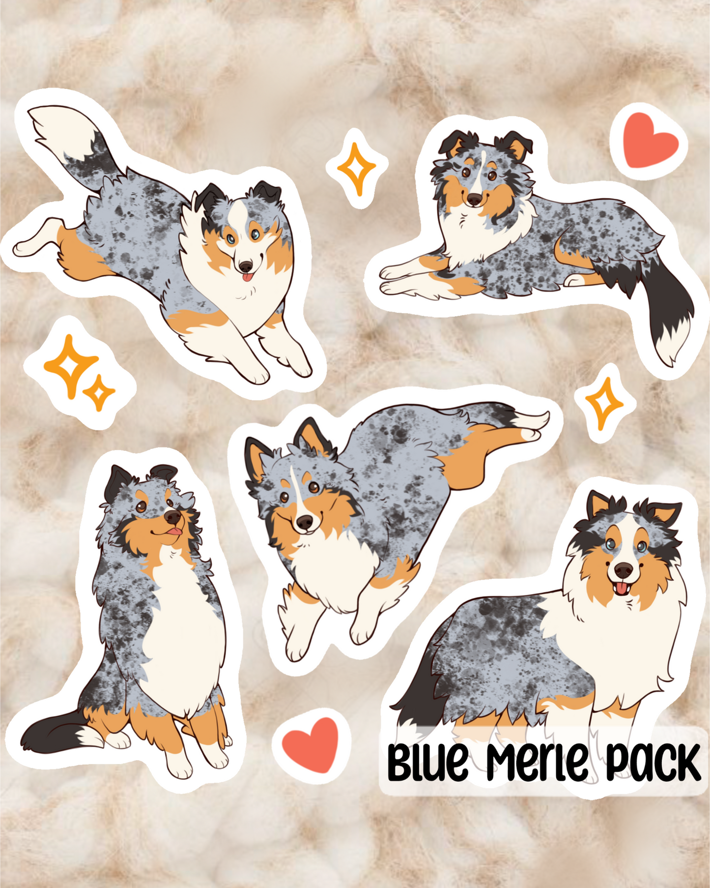 Sheltie Sticker Pack - Blue Merle