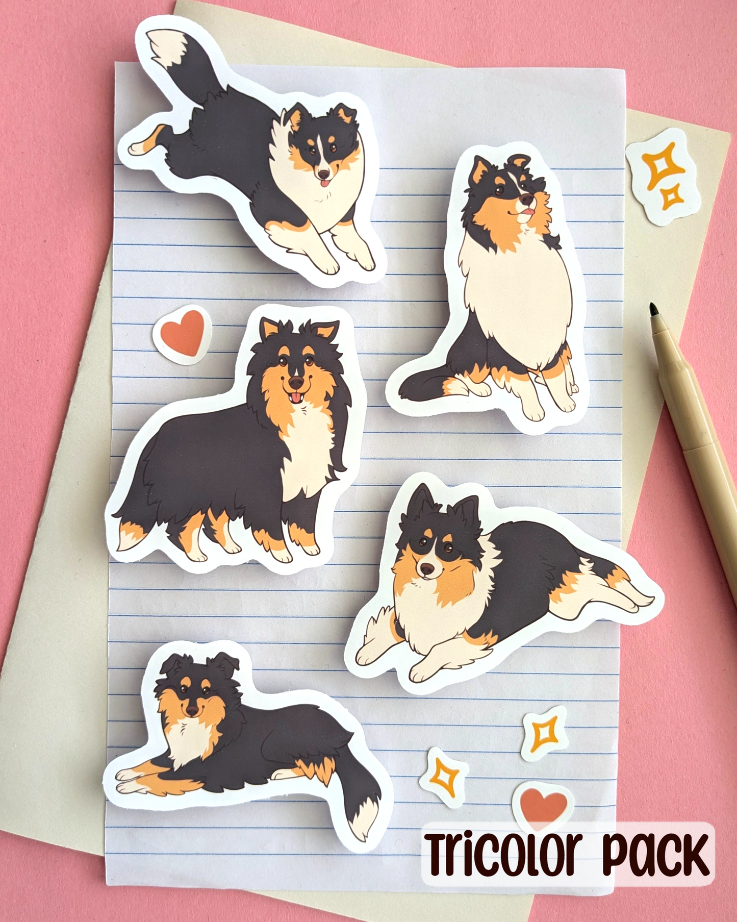 Sheltie Sticker Pack - Tricolor