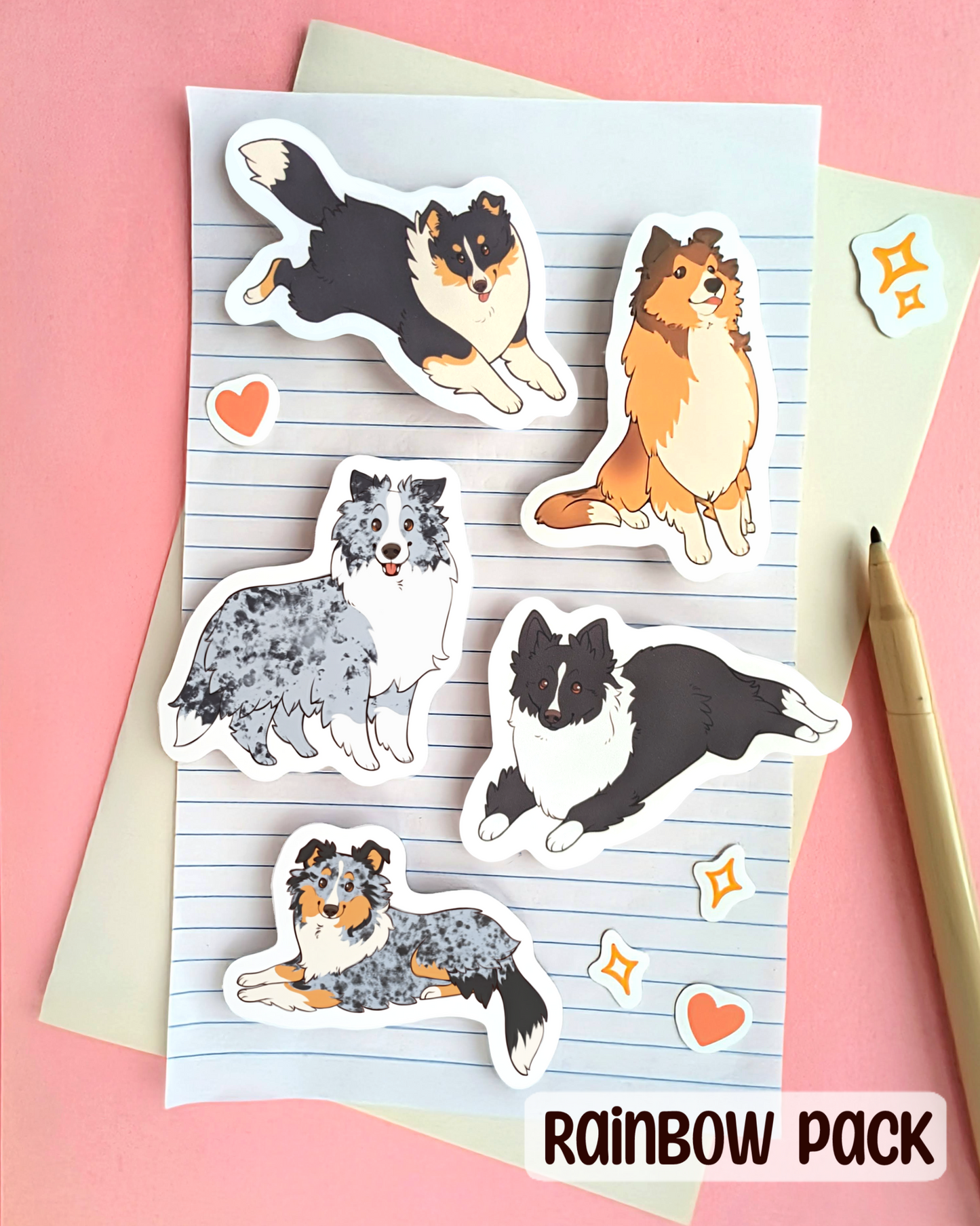 Sheltie Sticker Pack - Rainbow