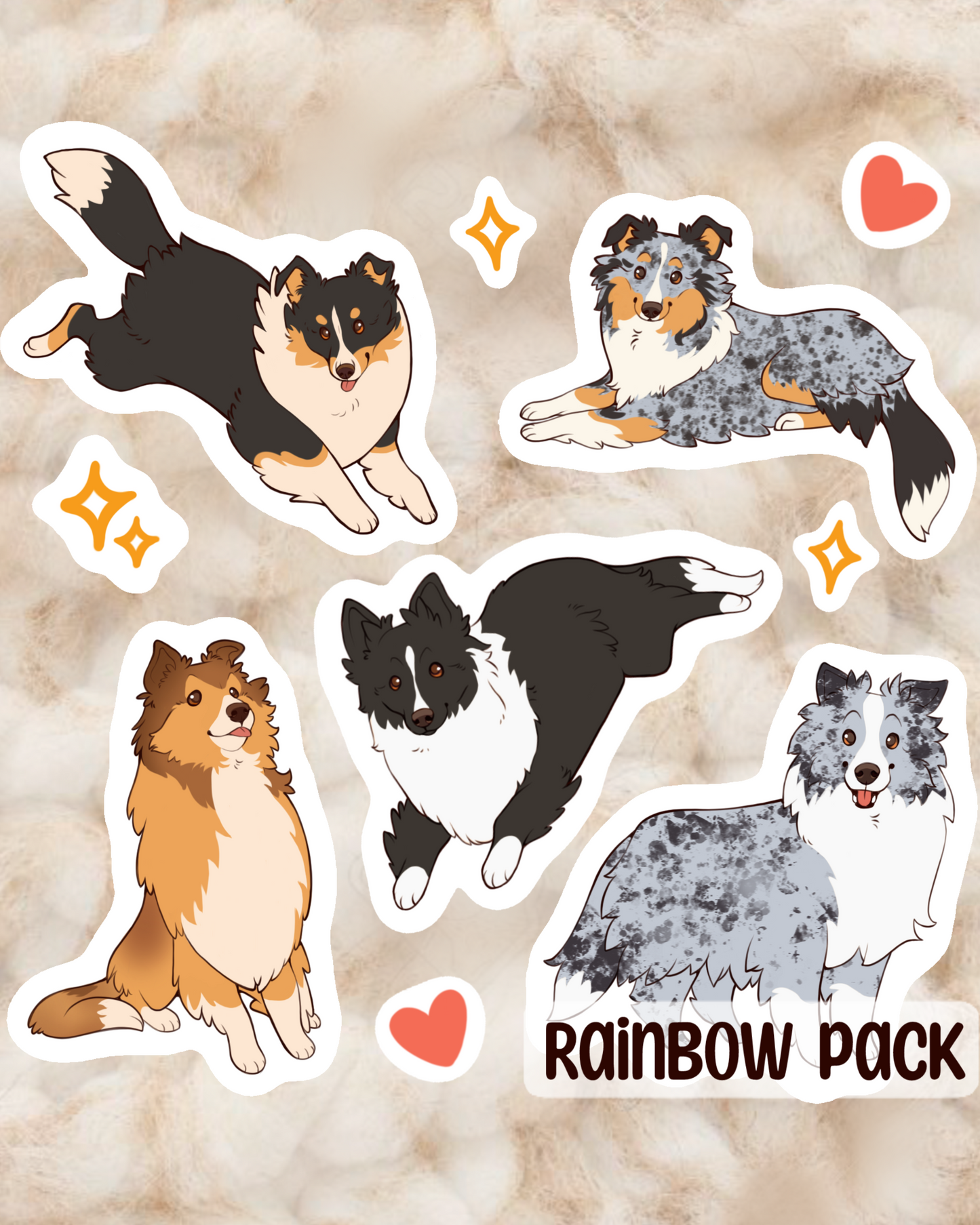 Sheltie Sticker Pack - Rainbow